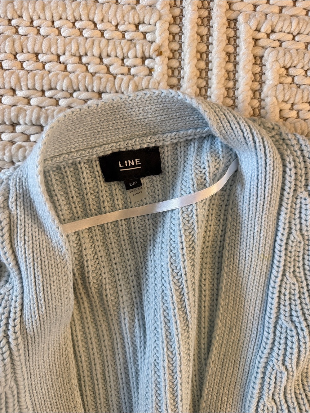 Powder Blue Chunky Ribbed Button Cardigan - Picture 2 of 3